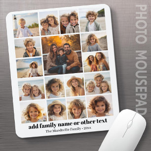 Modern, Minimal Photo Grid with 17 Photos - White Mouse Pad