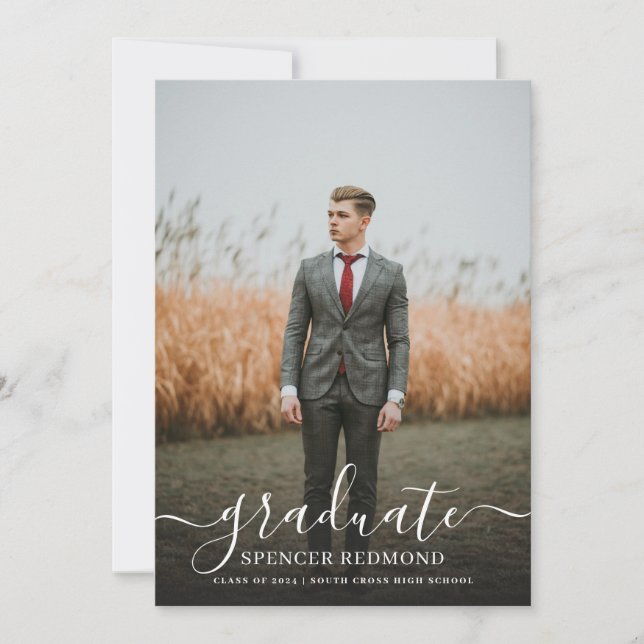 Modern Minimal Photo High School Graduation  Invitation (Front)