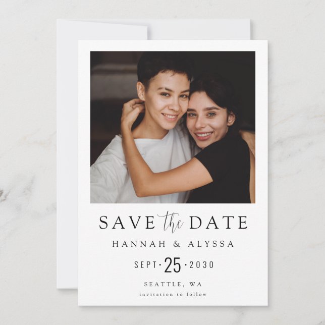 Modern Minimal Photo LGBTQ Save The Date (Front)