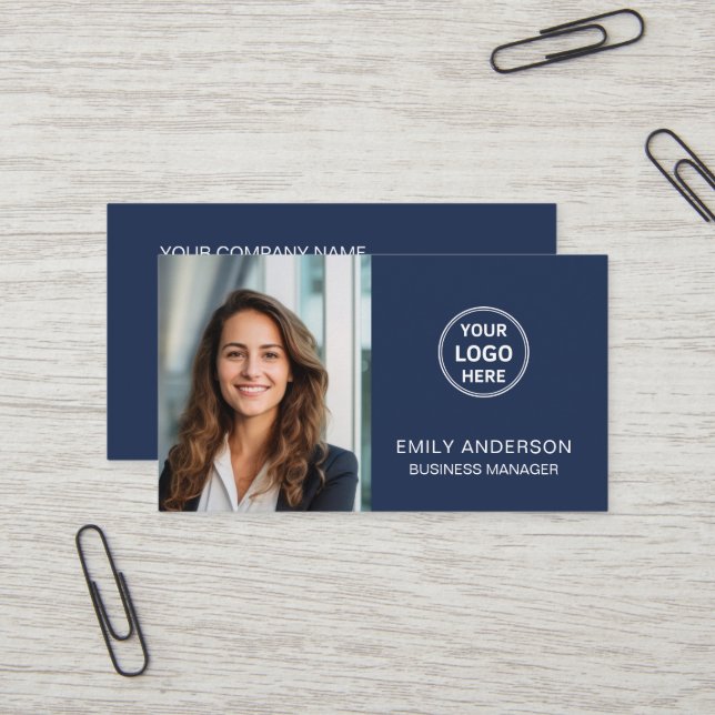 Modern Minimal Photo Logo QR Professional Business Card (Front/Back In Situ)