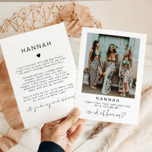 Modern Minimal Photo Maid of Honour Proposal Card 