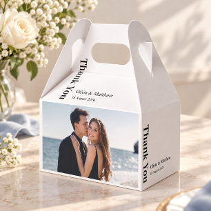 Modern Minimal Photo Overlay Wedding Favor Box