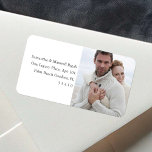 Modern Minimal Photo Return Address Labels<br><div class="desc">These minimalistic return address labels feature your photo on a crisp white background. Perfect for wedding and Christmas mailing. Your return address details are set in a classic font, adding a touch of modern flair. Personalize with your family name and street address in the template fields. To discover more unique...</div>