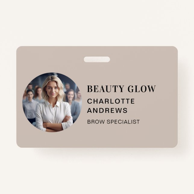 Modern, Minimal, Photo, Salon Badge (Front)