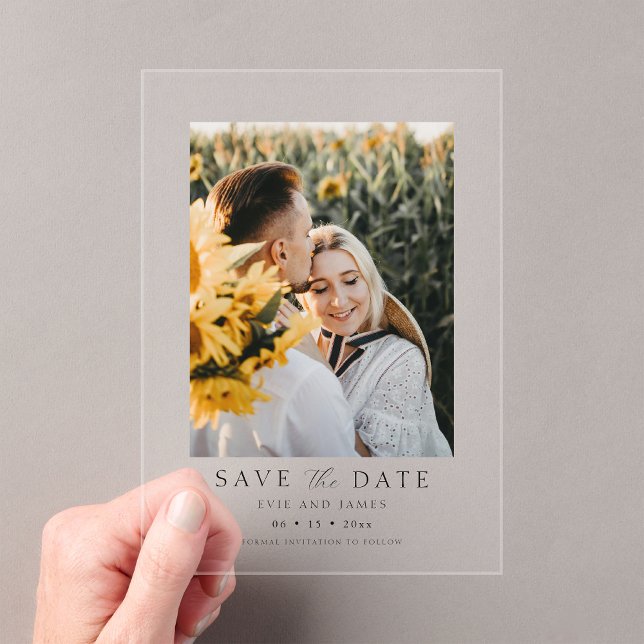 Modern Minimal Photo Save the Date  Acrylic Invitations (Creator Uploaded)