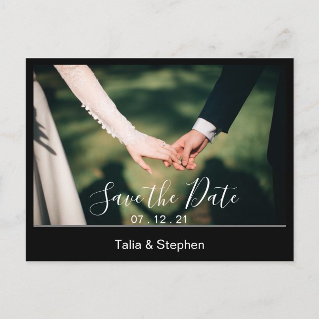 Modern Minimal Photo Save the Date Magnet Postcard (Front)