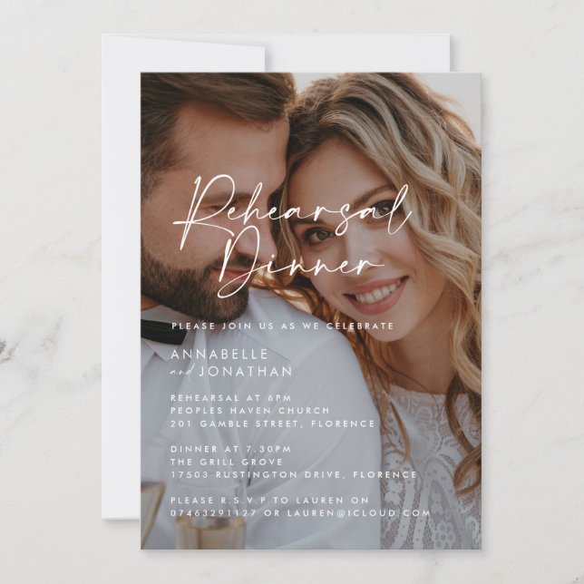 Modern Minimal photo Wedding Rehearsal Dinner Invitation (Front)