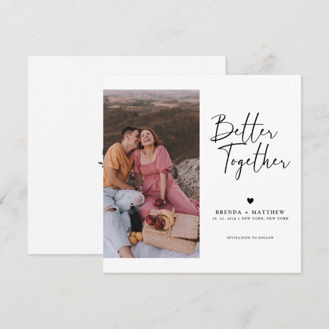 Modern Minimal Photo Wedding Save The Date  (Front/Back)