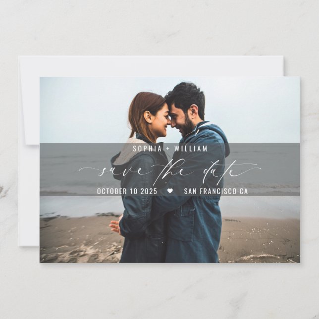 Modern Minimal Photo Wedding Save the Date Announcement (Front)
