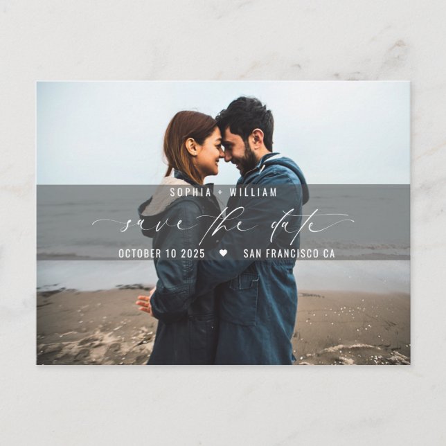 Modern Minimal Photo Wedding Save the Date Postcard (Front)