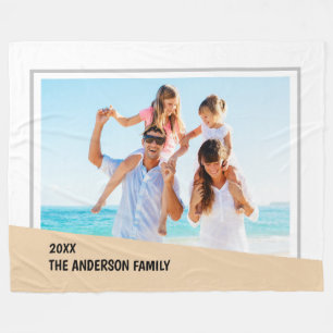 Modern Minimal Photo with Diagonal Colour Block Fleece Blanket