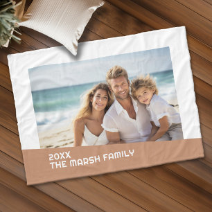 Modern Minimal Photo with Diagonal Colour Block Fleece Blanket