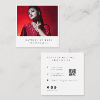 Modern minimal Photographer Photo Qr code Square Business Card