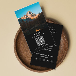 Modern Minimal Photographer QR Code Social Media Business Card