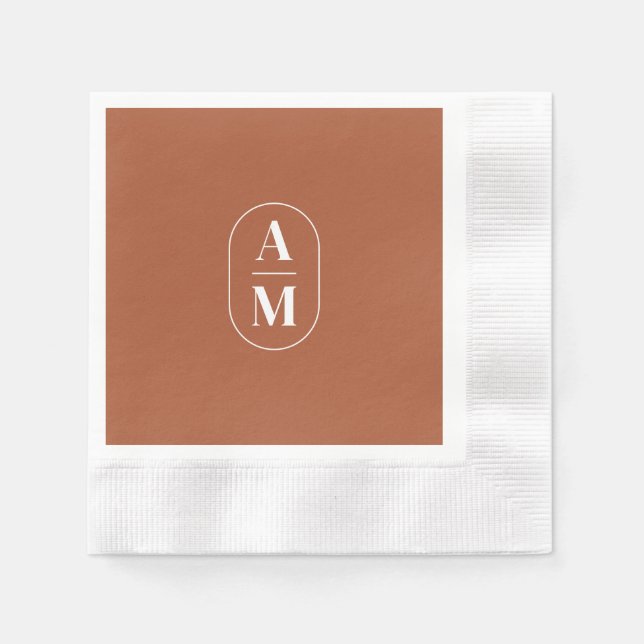 Modern Minimal Pill Monogram - Terra Cotta Napkin (Front)