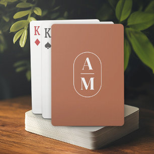 Modern Minimal Pill Monogram - Terra Cotta Playing Cards