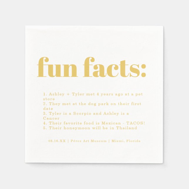 Modern Minimal Pineapple | Fun Facts Wedding Napkin (Front)