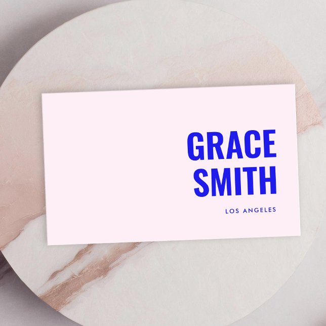 Modern Minimal Pink Blue Bold Typography Business Card (Creator Uploaded)