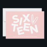 Modern minimal pink girly typography 16th birthday invitation<br><div class="desc">Modern minimal bold typography 16th birthday girly pink and white party invitation.</div>