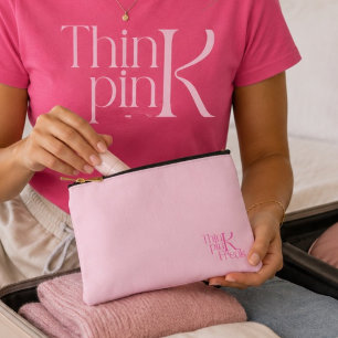 Modern Minimal Pink Monogram Think Pink Freak Accessory Pouch
