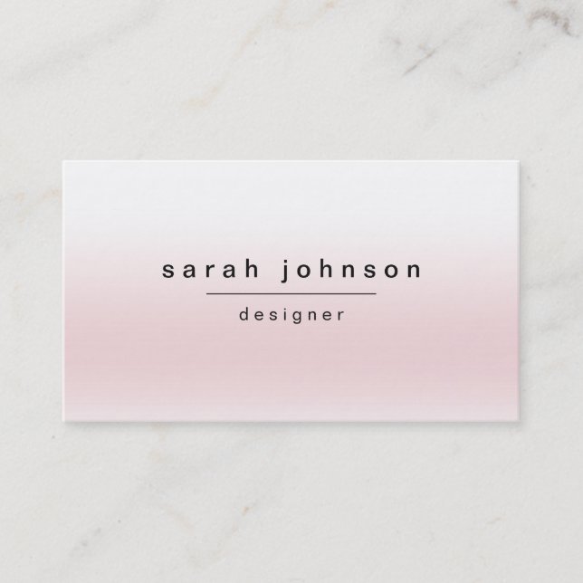 Modern Minimal Pink Ombre Business Card (Front)