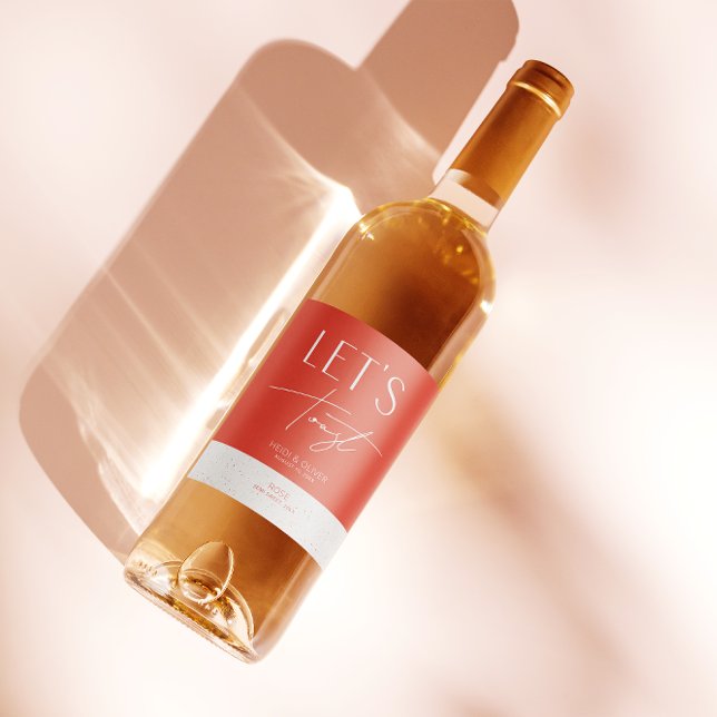 Modern Minimal Pink Personalized Wedding Bottle Wine Label (Creator Uploaded)