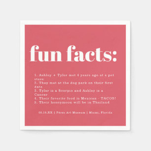 Modern Minimal Pink Punch Colour Swatch Fun Facts Napkin
