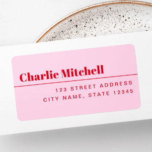 Modern minimal pink red return address label