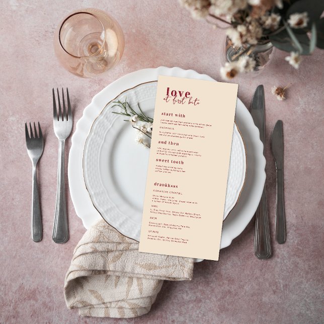 Modern Minimal | Pink & Red Wedding Menu (Creator Uploaded)