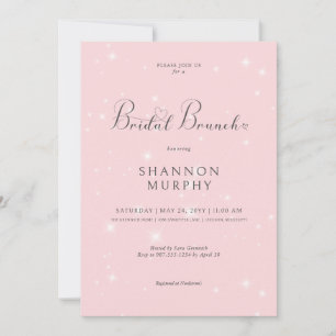 Modern Minimal Pink Sparkle Bridal Brunch Invitation