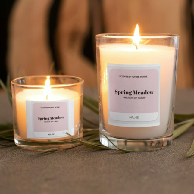 Modern minimal pink square product candle label (Creator Uploaded)
