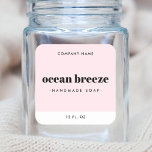 Modern minimal pink square product label<br><div class="desc">Elegant product label with your product name or scent on a light pink background with a white border at the bottom. All fonts and colours are customizable. Move and resize elements with the design tool.</div>