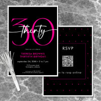 Modern Minimal Pink Thirty Script Birthday QR