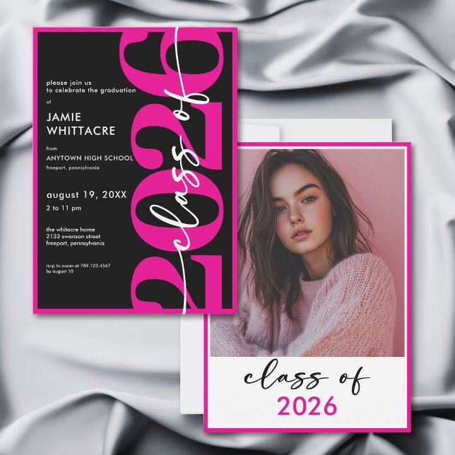 Modern Minimal Pink Typography Graduation Party Invitation (Modern Minimal Pink Typography Graduation Party Invitation)