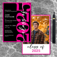 Modern Minimal Pink Typography Graduation Party