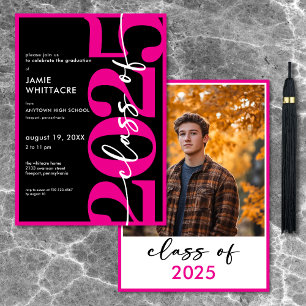 Modern Minimal Pink Typography Graduation Party Invitation