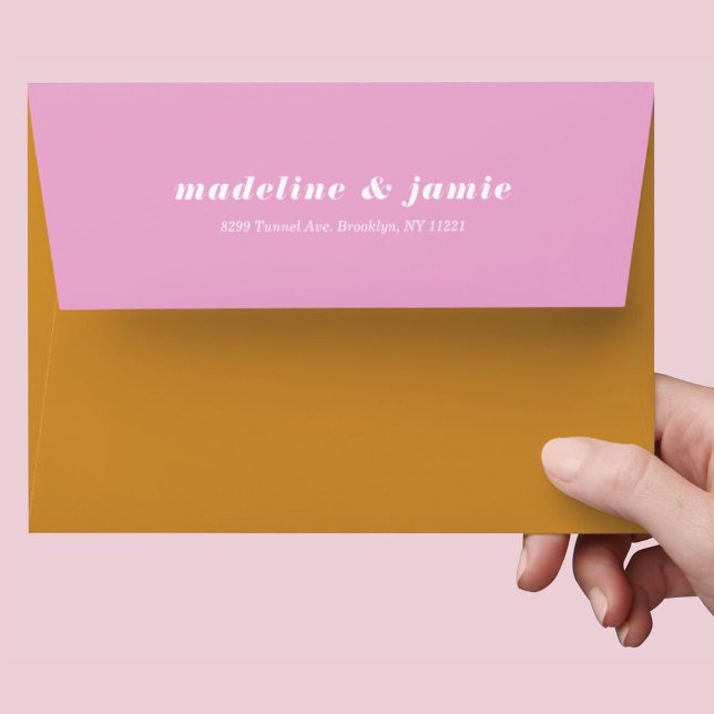 Modern Minimal Pink & Yellow Personalized Wedding Envelope (Creator Uploaded)