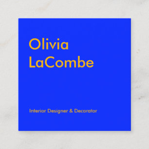 Modern minimal plain simple elegant blue yellow square business card