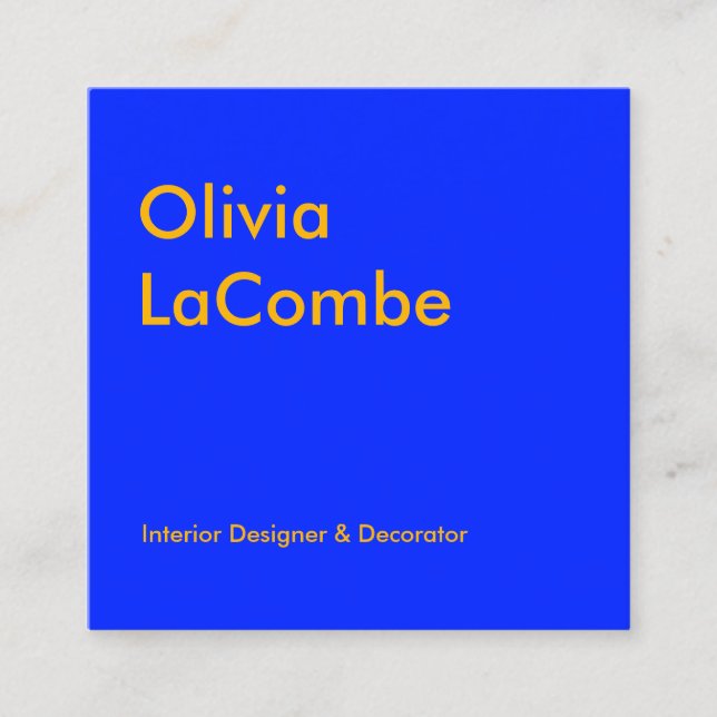 Modern minimal plain simple elegant blue yellow square business card (Front)