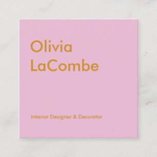 Modern minimal plain simple elegant pink and brown square business card