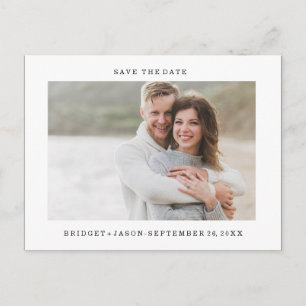 Modern MINIMAL Portrait Photo  SAVE THE DATE Announcement Postcard