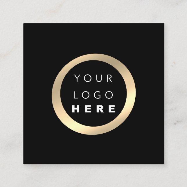 Modern Minimal Professional Logo VIP Elegant White Square Business Card (Front)