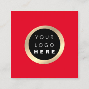 Modern Minimal Professional Logo VIP Red Lux Gold Square Business Card