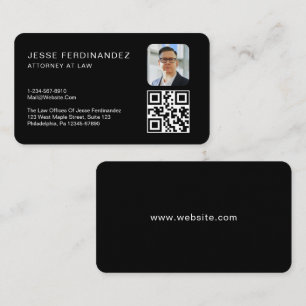 Modern Minimal Professional QR Code Black  Business Card