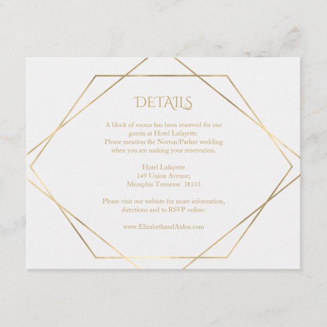 Modern, minimal, pur, white, gold enclosure card (Front)