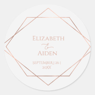 Modern, minimal , pur, white, rosegold (imitat) classic round sticker
