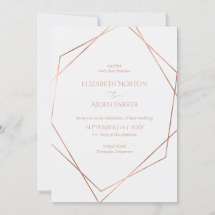 Modern, minimal , pur, white, rosegold (imitat) invitation