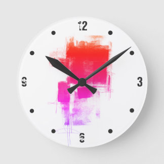 Modern minimal purple pink red abstract round clock