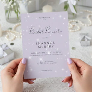 Modern Minimal Purple Sparkle Bridal Brunch Invitation