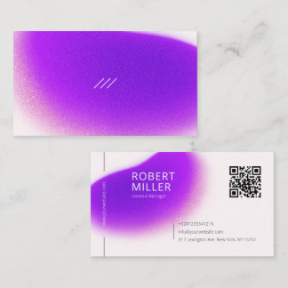Modern Minimal QR Code Gradient Blur Noise Violet Business Card